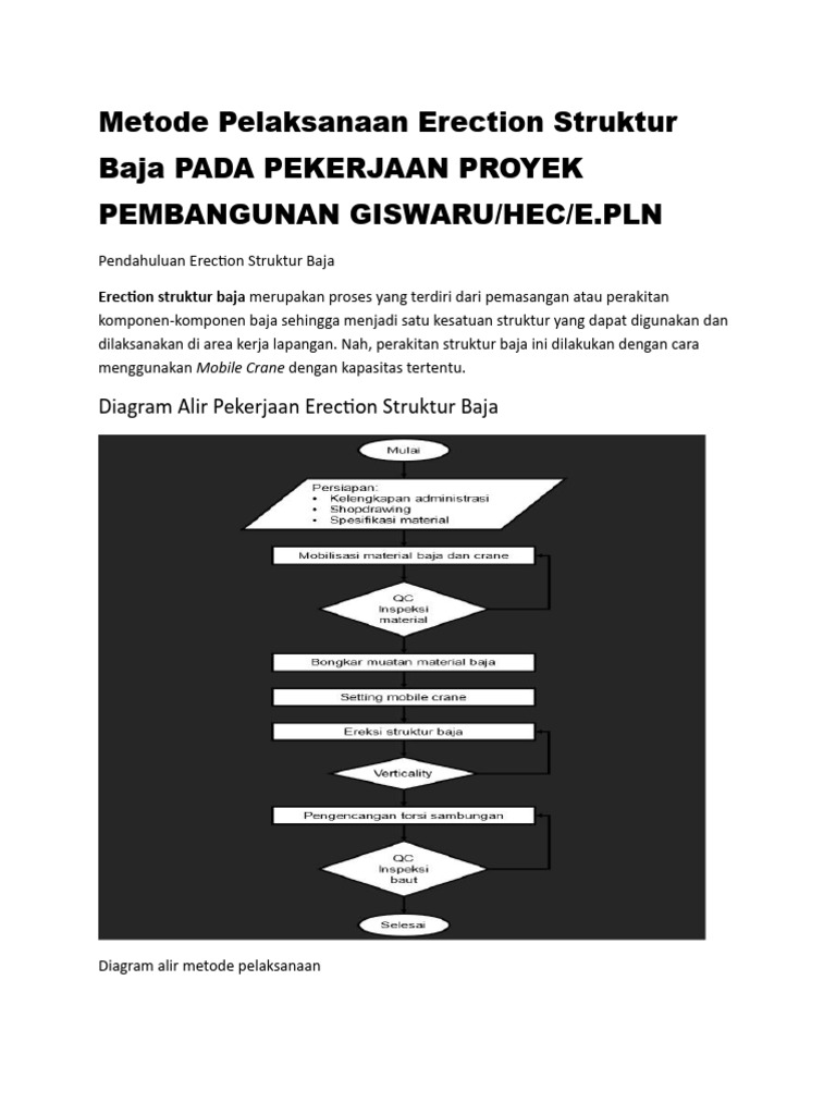 Metode Erection Struktur Baja Proyek | PDF
