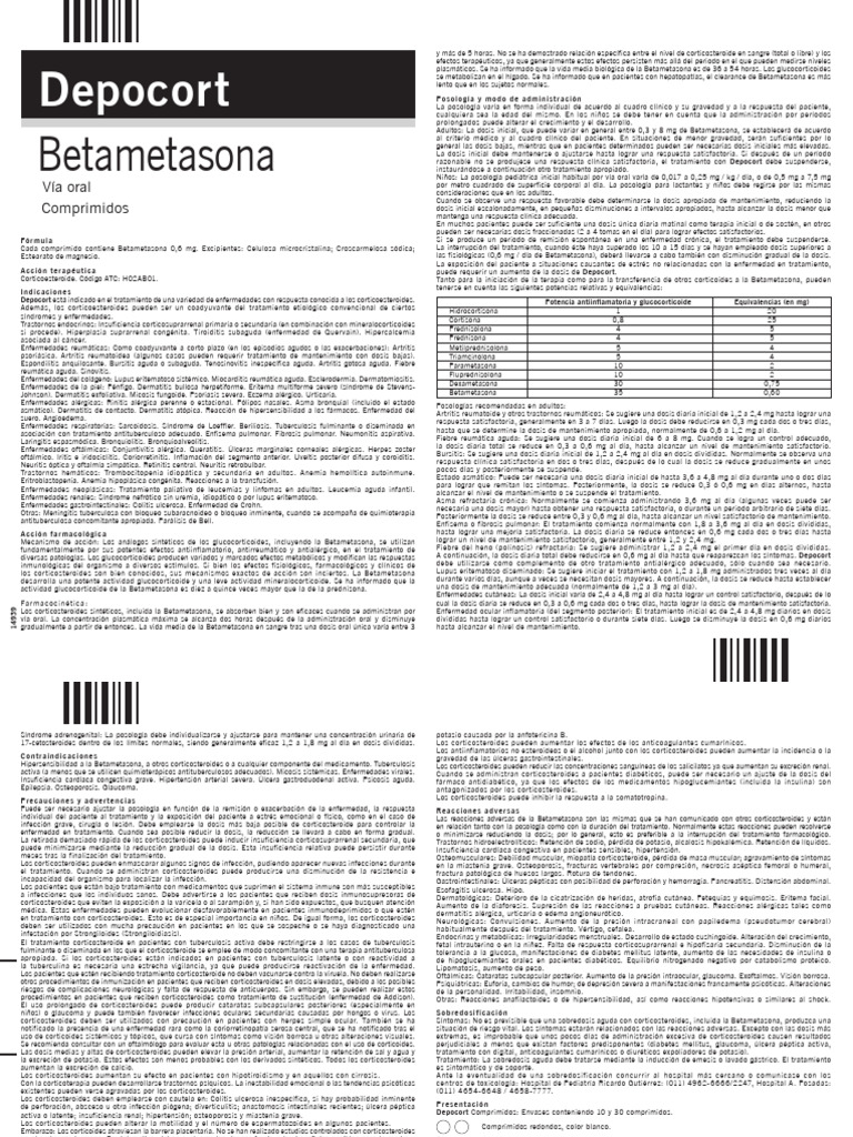 Uso y dosis de Depocort Betametasona | PDF | Corticosteroides | Alergia