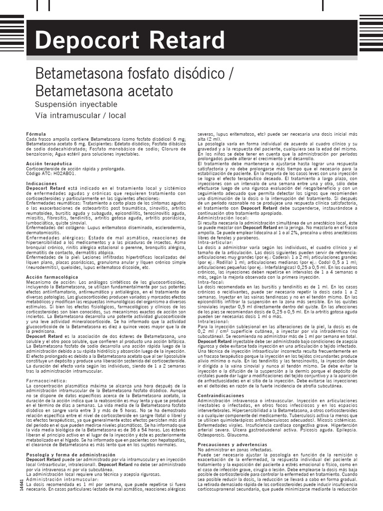 Uso y administración de Depocort Retard | PDF | Corticosteroides ...