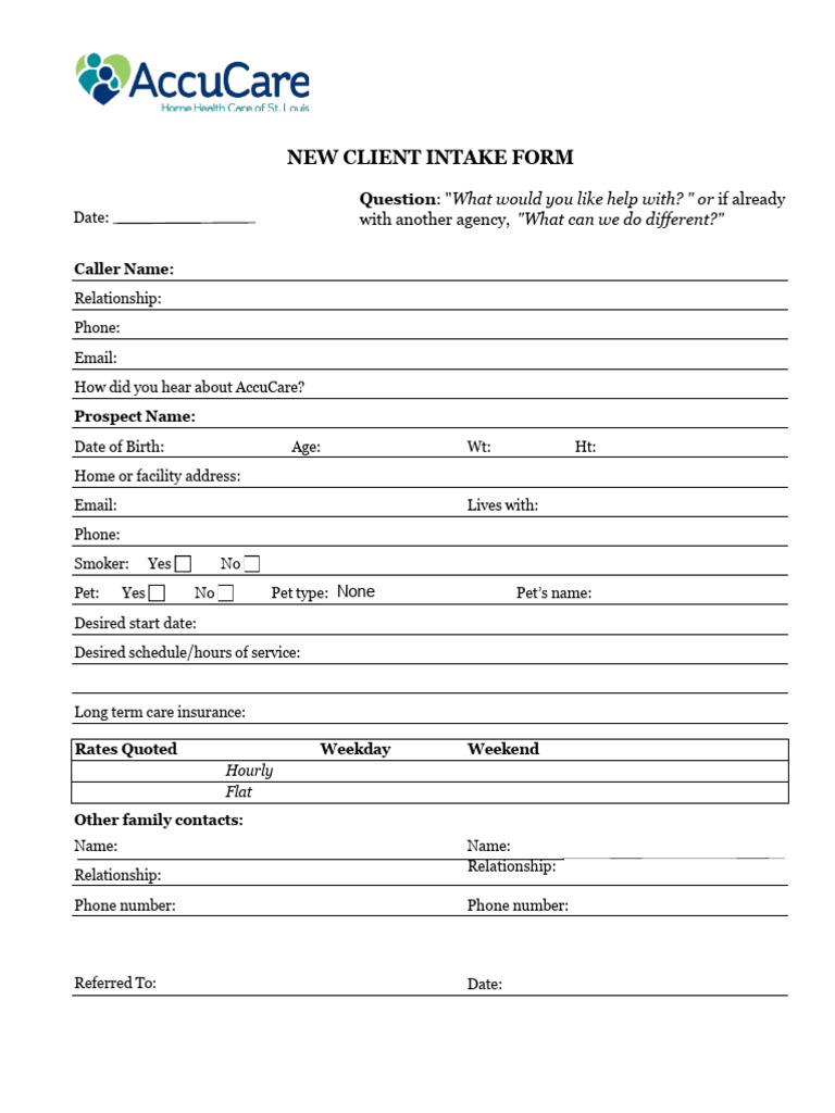 New Client Intake Form Fillable 03-20-2024 | PDF
