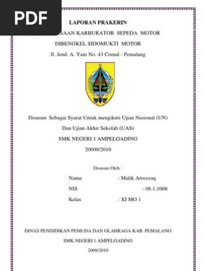 Laporan Prakerin Tune  Up  Sepeda  Motor  Seputar Laporan