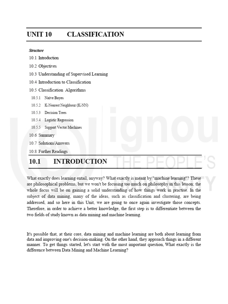 Unit-10 | PDF | Statistical Classification | Machine Learning