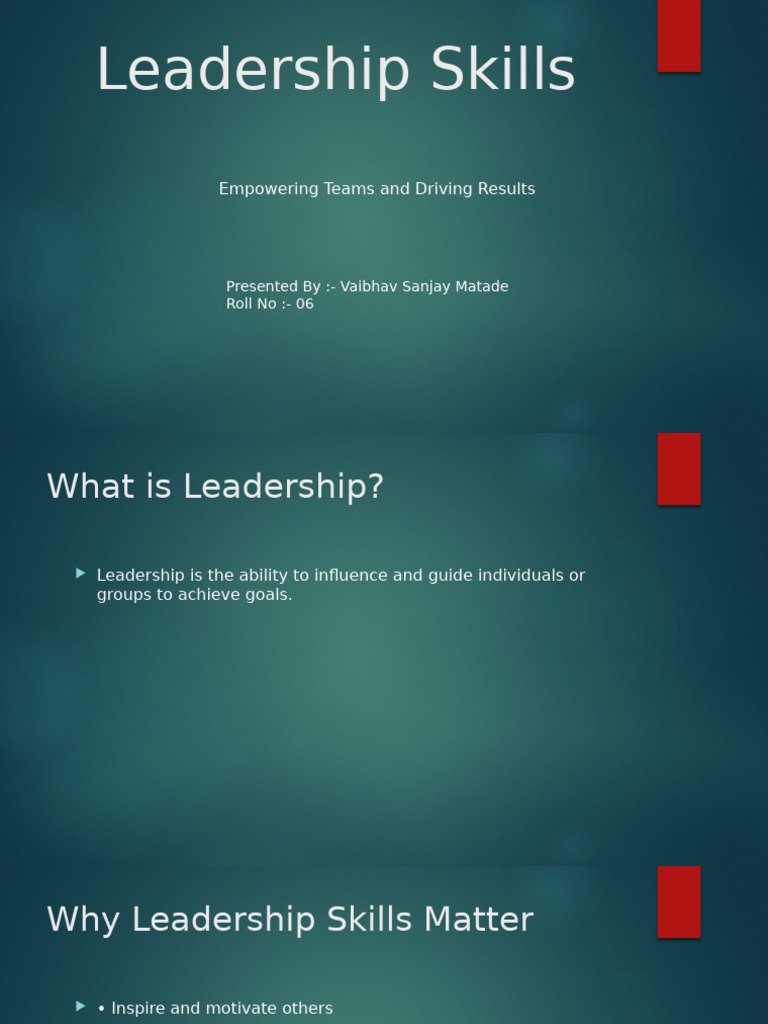 Leadership Skills Presentation | PDF