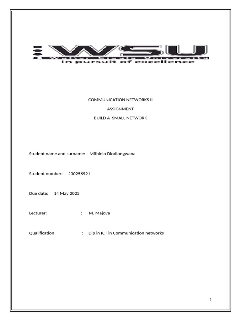 Small Network Setup Assignment Guide | PDF | Ip Address | Router ...