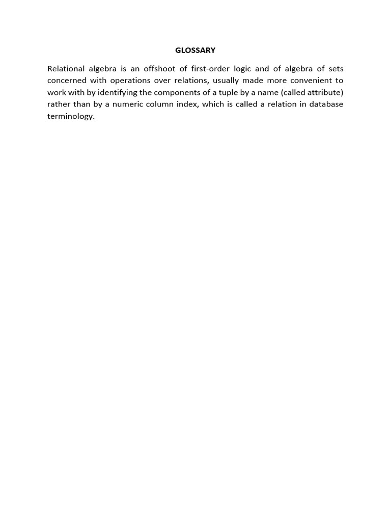 Relational Algebra in Database Theory | PDF