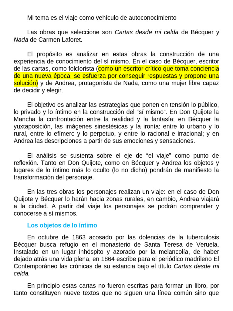 Mi Tema Es El Viaje Como Vehículo de Autoconocimiento | PDF | Arboles