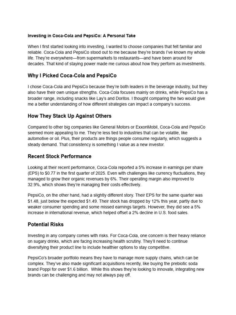Coca Cola | PDF | Pepsi Co | Coca Cola