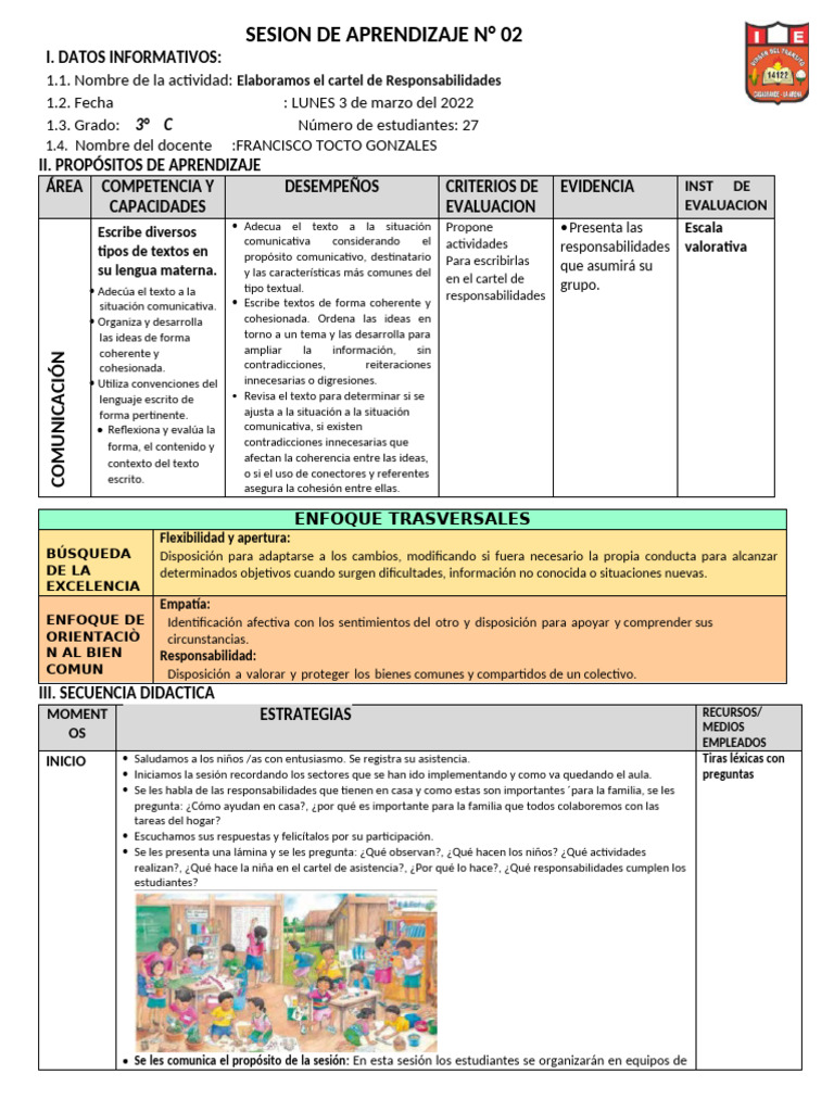 Cartel de Responsabilidades en Aula 3°C | PDF | Evaluación | Aprendizaje