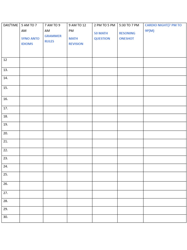 Daily Study Schedule Overview | PDF