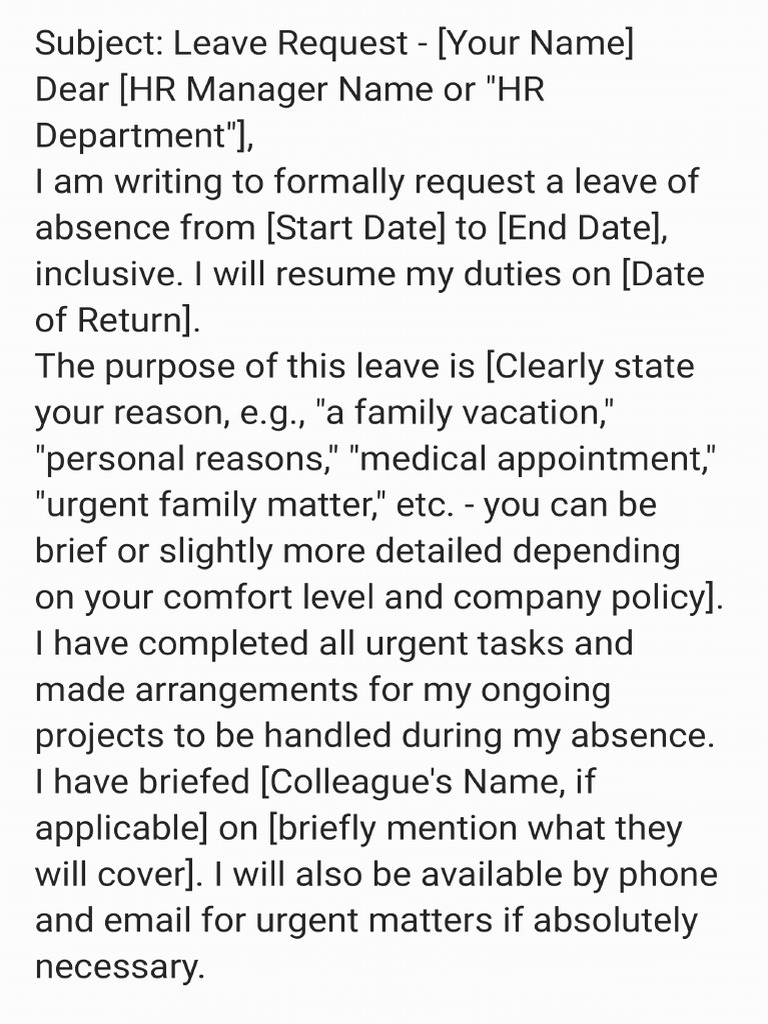 Sample Leave Letter | PDF