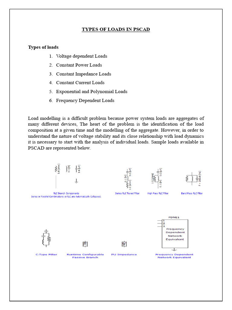Types of Loads in PSCAD Explained | PDF