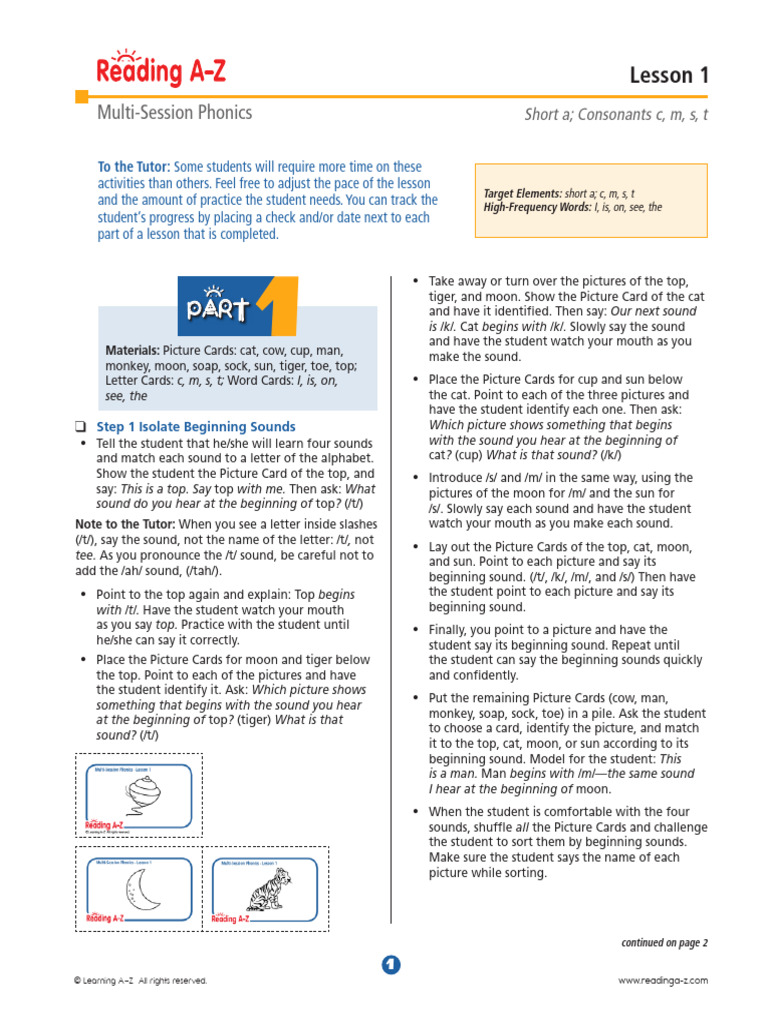 Phonics Lesson: Short A and Sounds | PDF | Phonics