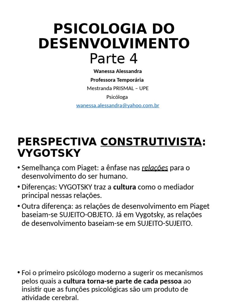 Vygotsky e a Psicologia do Desenvolvimento | PDF | Aprendizado | Psicologia