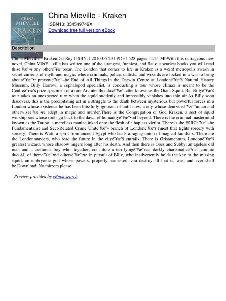 China Mieville Kraken PDF