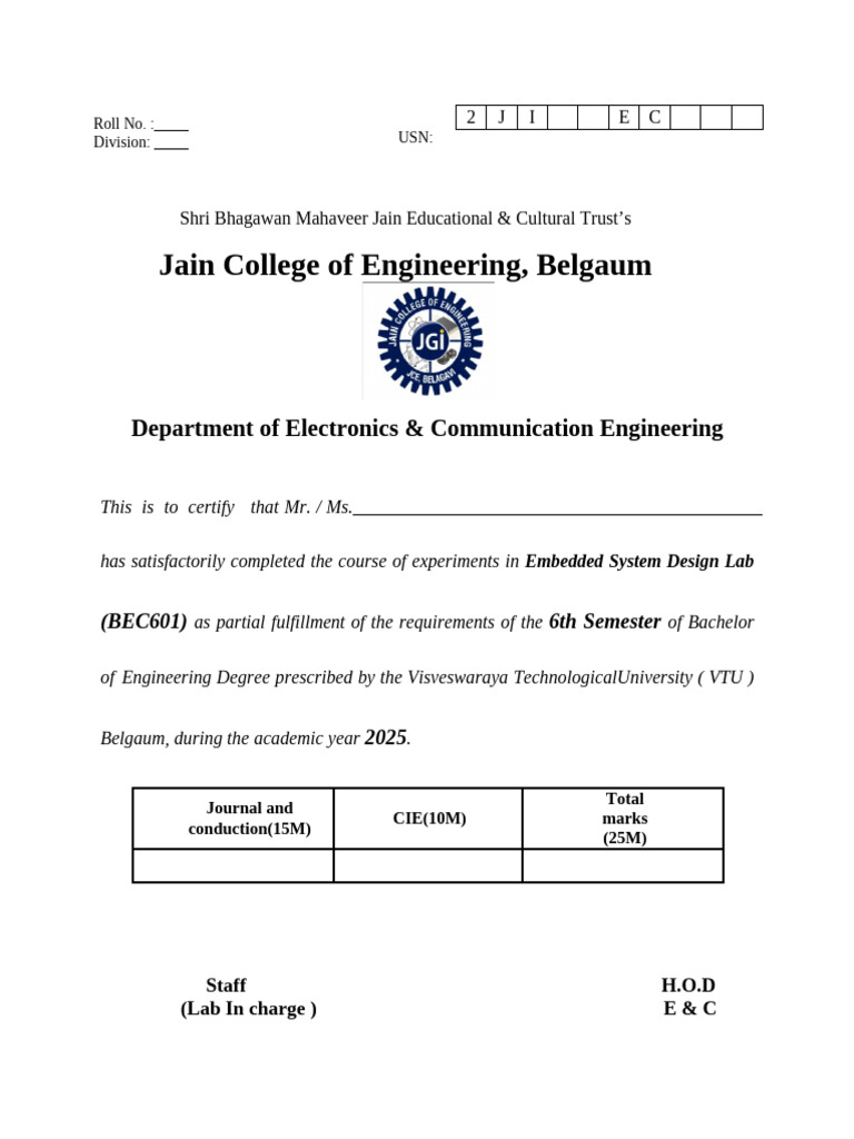 ES Certificate for Embedded Systems Lab | PDF