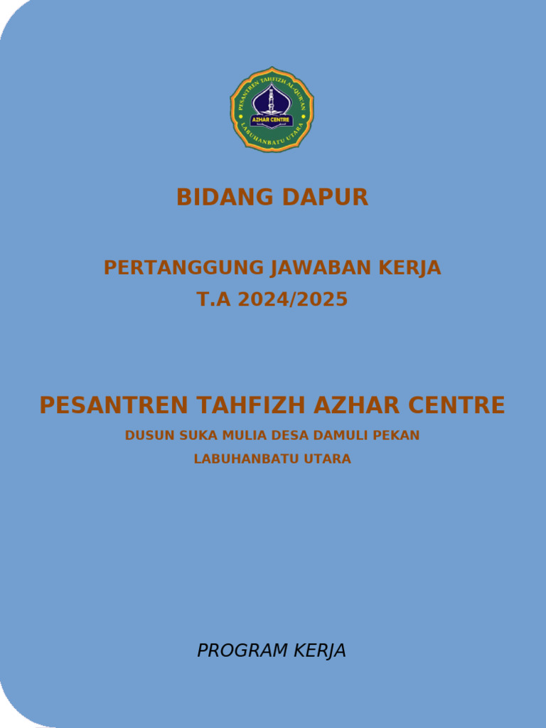 Pertanggungjawaban Dapur Pesantren Azhar | PDF