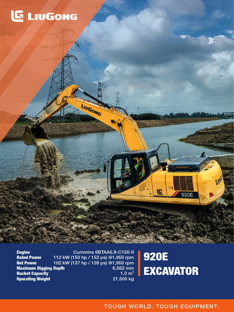 Liugong 920E Excavator Specifications | PDF | Horsepower | Vehicles
