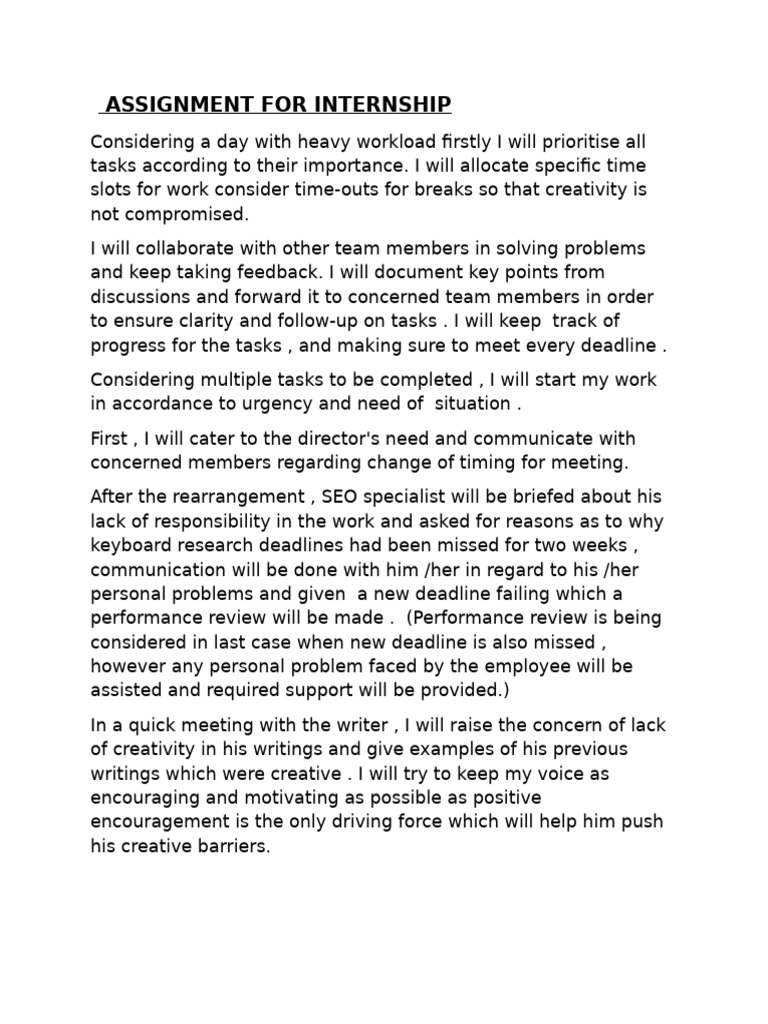 Internship Task Management Strategies | PDF