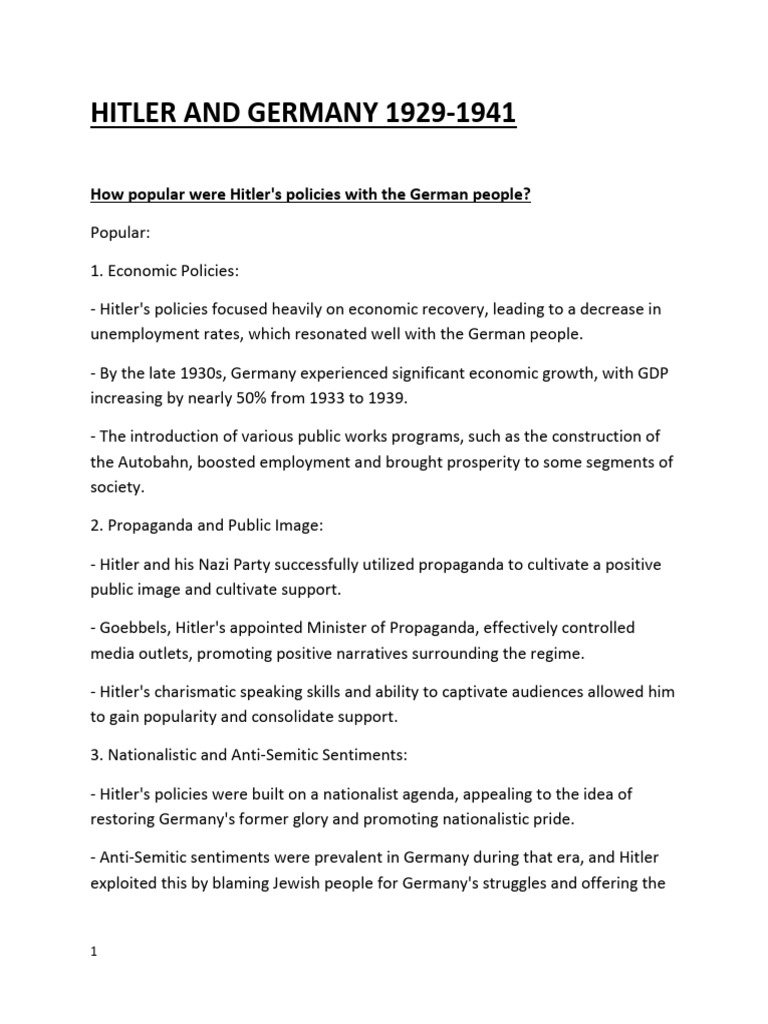 Revision On Hitler and Germany - For Merge | PDF | Nazi Germany | Nazi ...