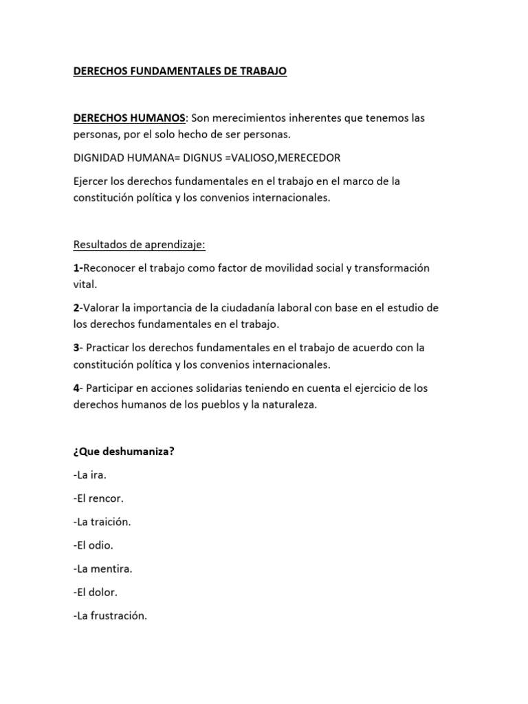 Derechos Fundamentales en el Trabajo | PDF | Derecho laboral | Salario