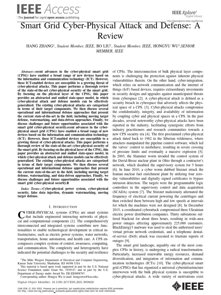 Smart Grid Cyber-Physical Attack Review | PDF | Principal Component ...