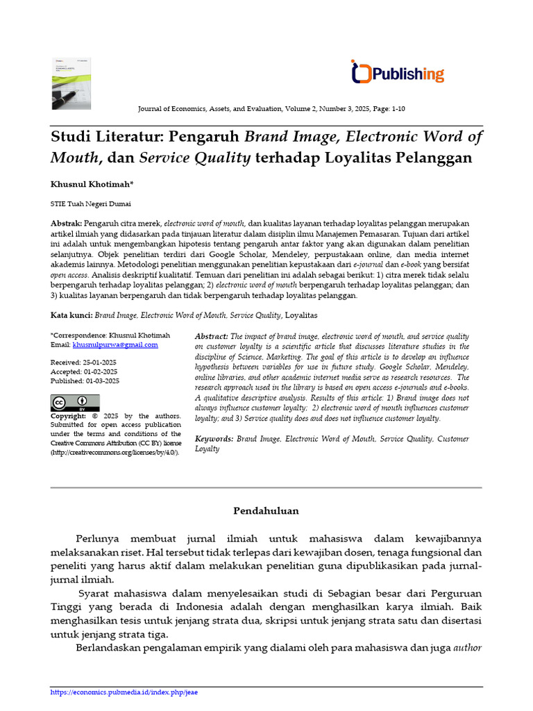 Pengaruh Brand Image dan e-WOM pada Loyalitas | PDF