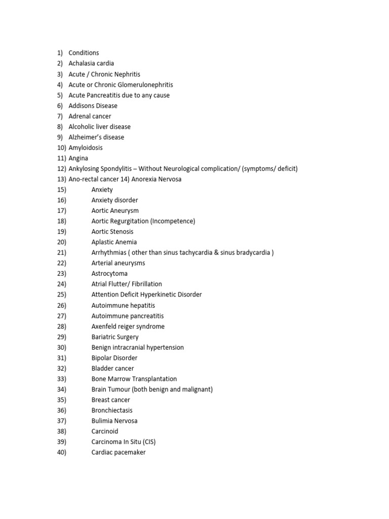 Comprehensive List of Medical Conditions | PDF | Heart | Liver