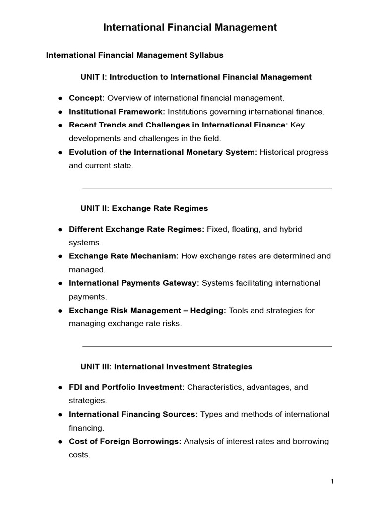 International Financial Management Overview | PDF | Exchange Rate ...