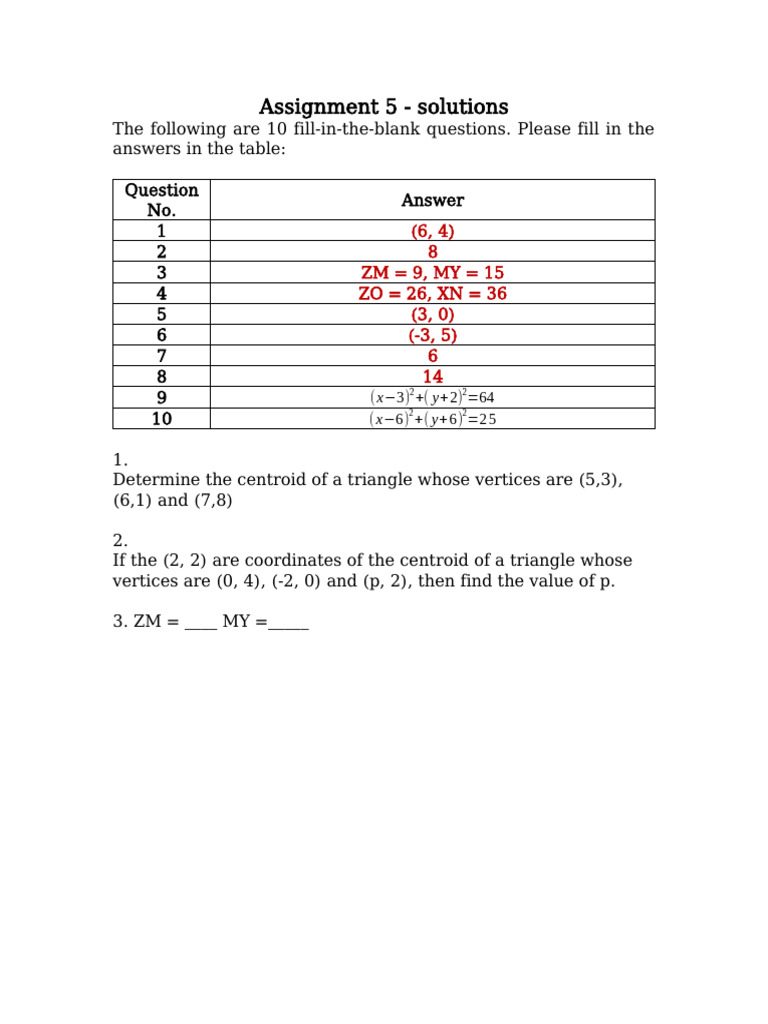 Geometry - Assignment 5 - Solutions | PDF