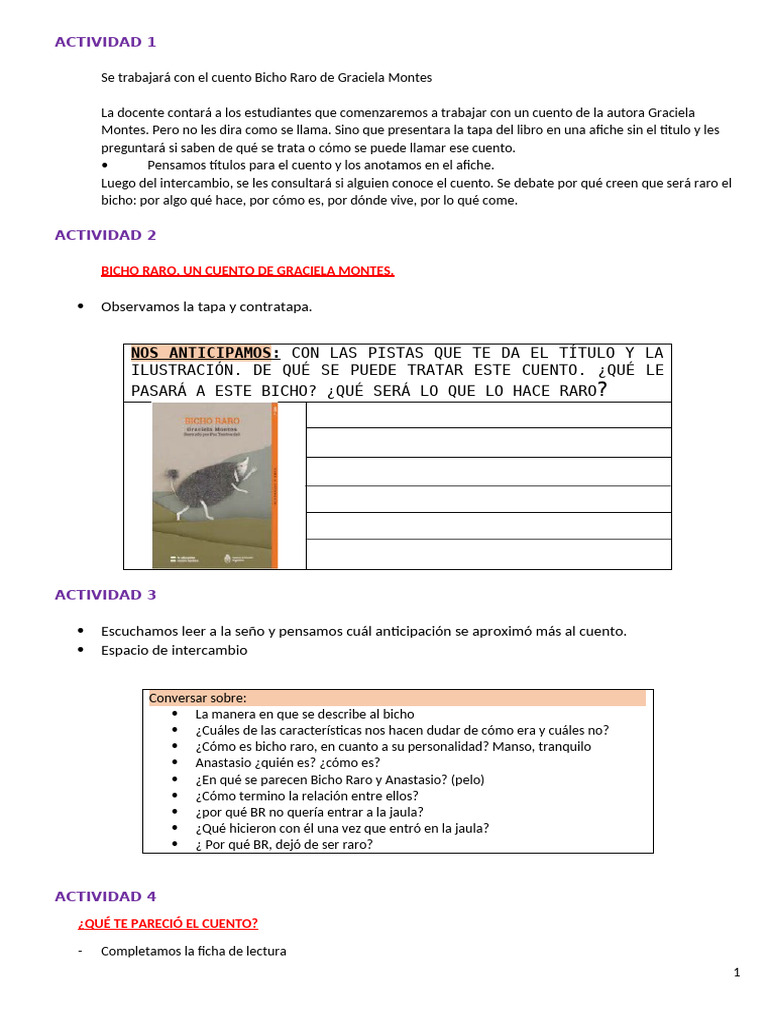 Actividades sobre 