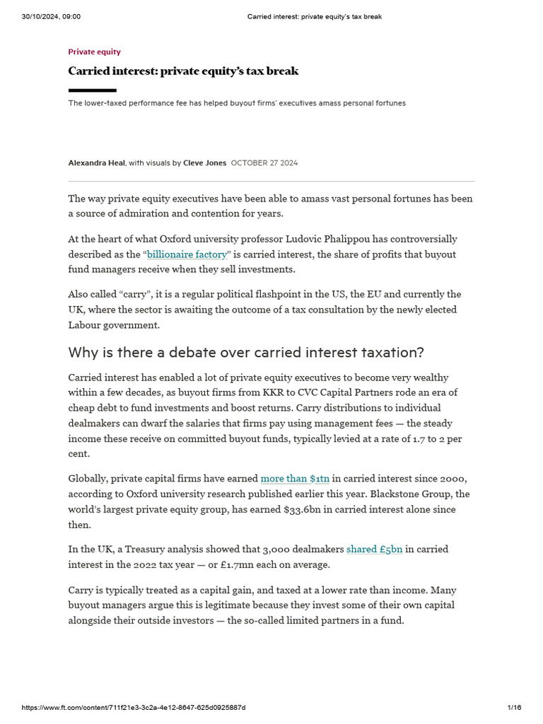 Carried Interest - Private Equity's Tax Break | PDF | Carried Interest ...