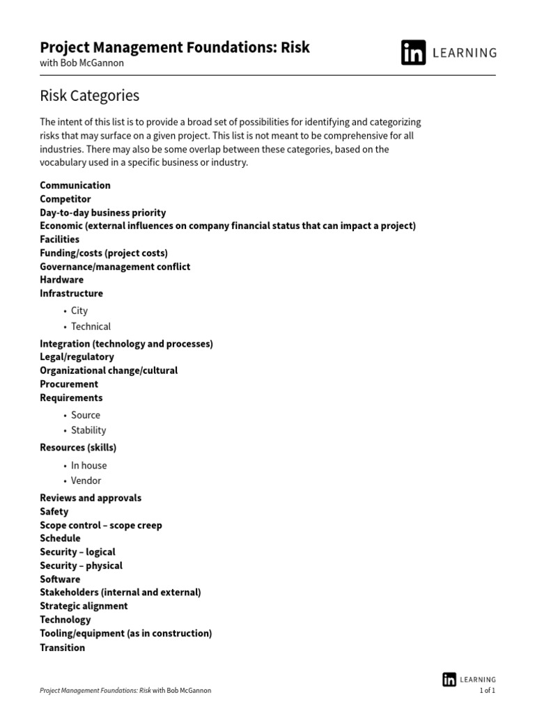 02 - 01 Risk Categories | PDF