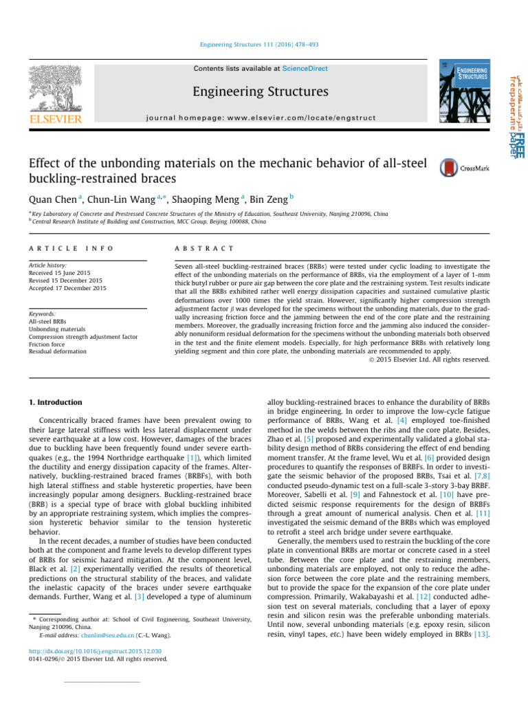 Effect of The Unbonding Materials On The Mechanic Behavior of All-Steel ...