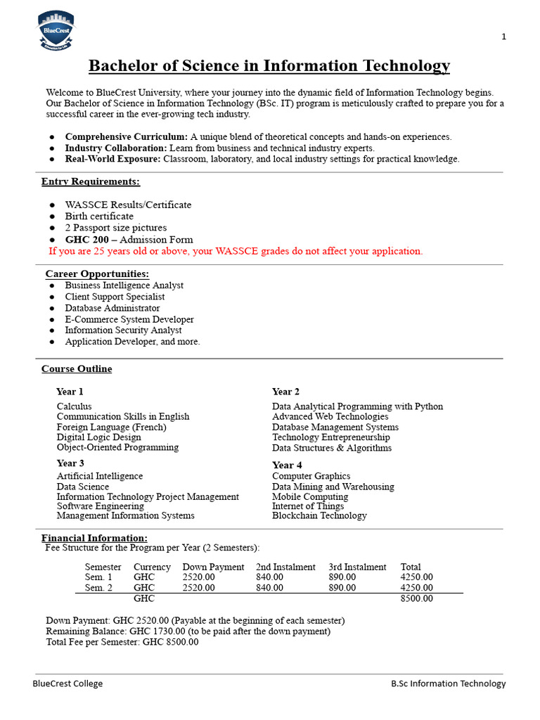 BSC IT Information (L) | PDF | Information Technology | Bachelor Of Science