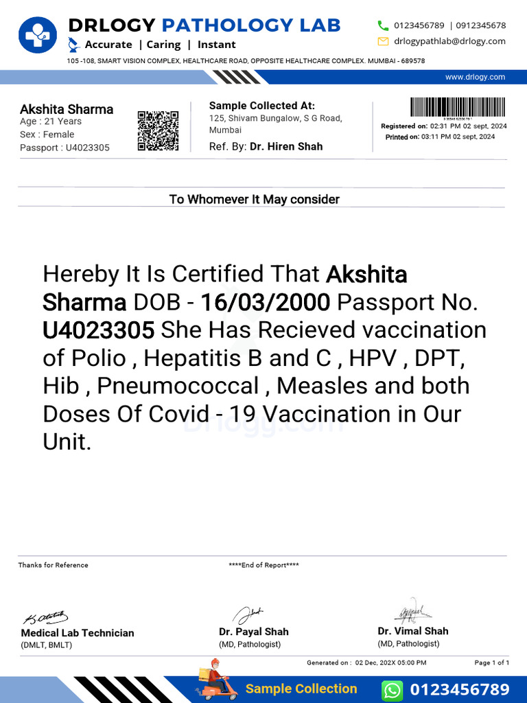 CBC Test Report Format Example Sample Template Drlogy Lab Report | PDF