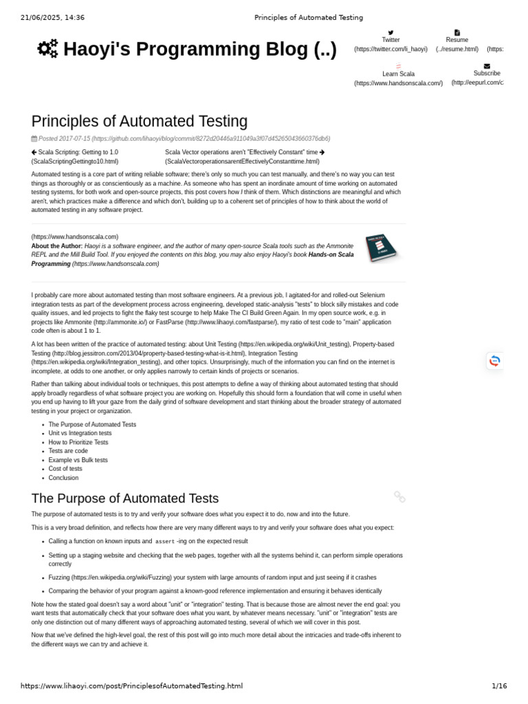 Principles of Automated Testing | PDF | Unit Testing | Parsing