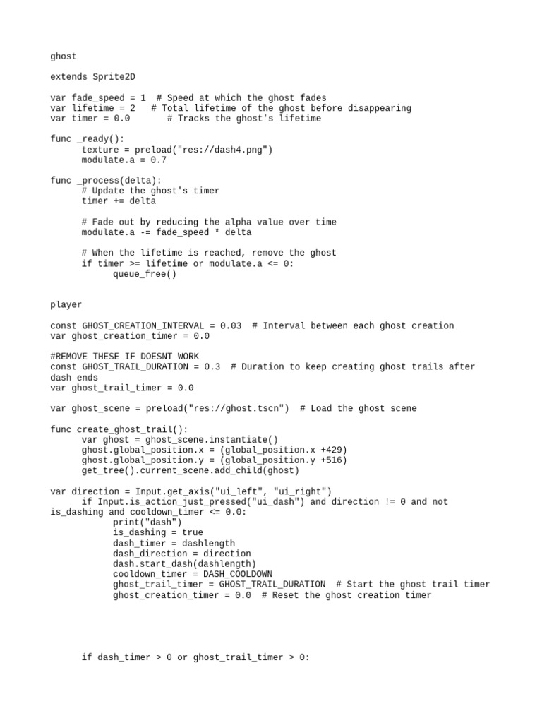 Ghost Trail Creation in Game Code | PDF