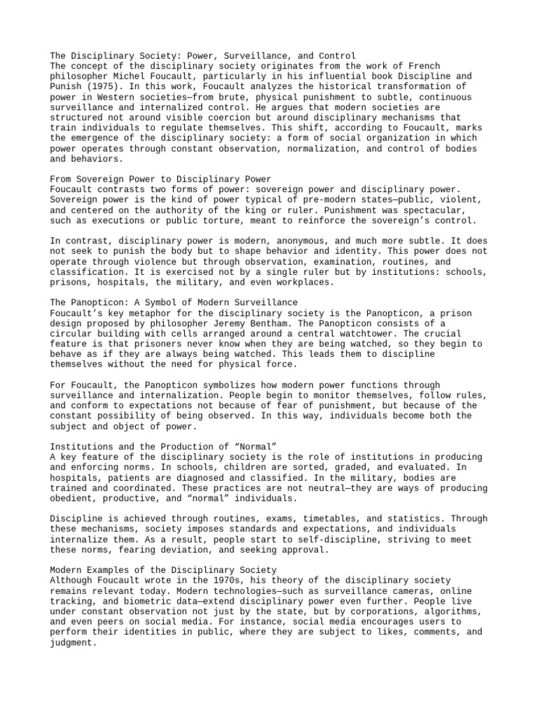Foucault's Disciplinary Society Explained | PDF | Michel Foucault ...