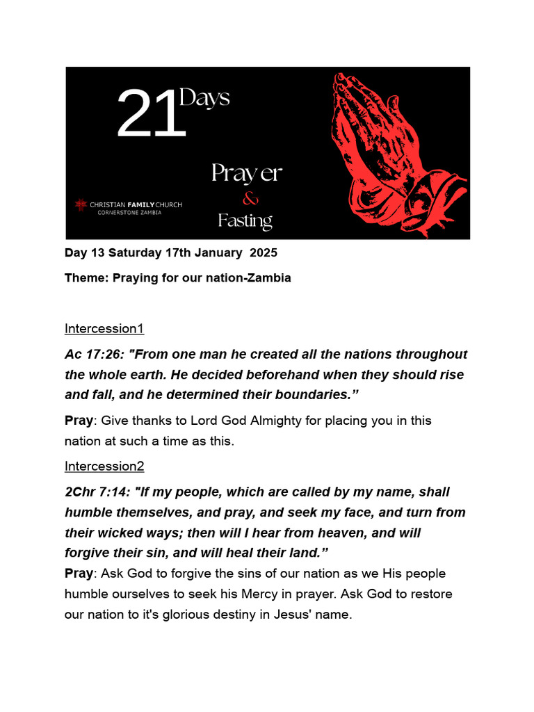 Day 13 of 21 Days Prayer and Fasting | PDF | Religious Belief And Doctrine