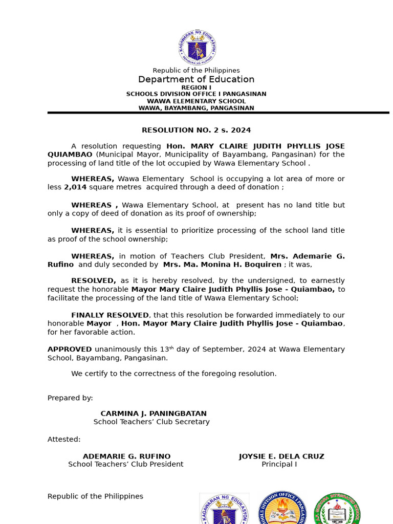 Request for Land Title Processing | PDF