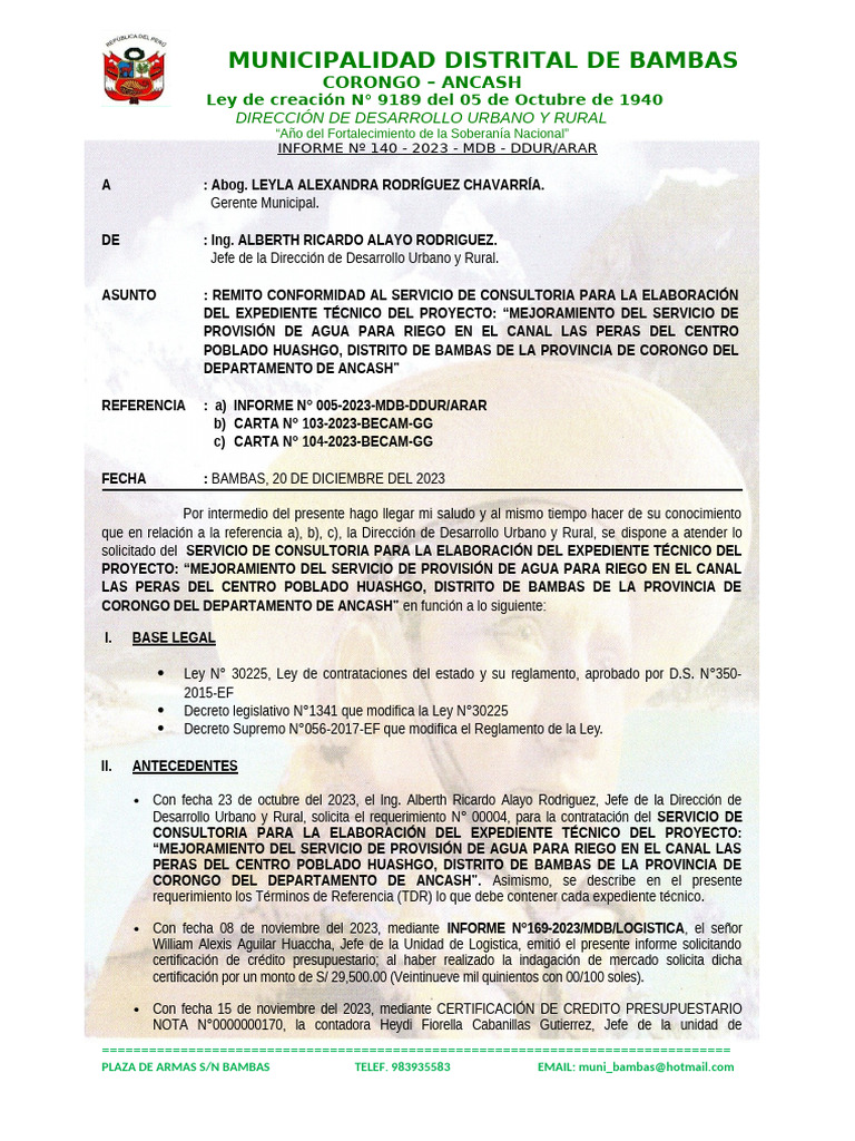 Conformidad Consultoría Agua Riego | PDF | Gobierno