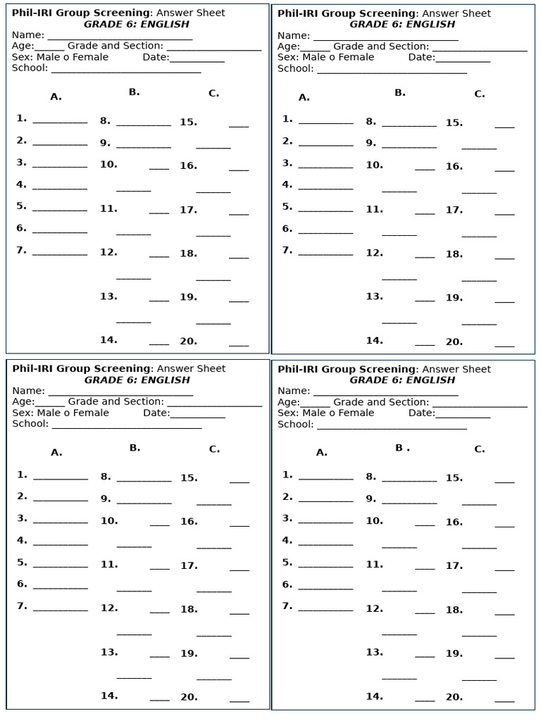 Phil Iri Answer Sheet | PDF | Chess Theory | Chess Openings