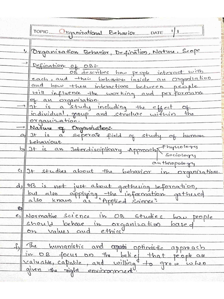 Organizational Behavior Unit - 1 (Imp) | PDF