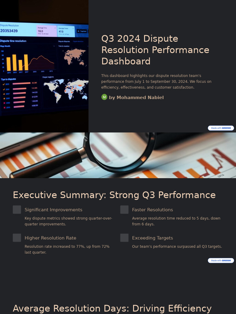 Sample 2024 Dispute Resolution Performance Dashboard | PDF | Business