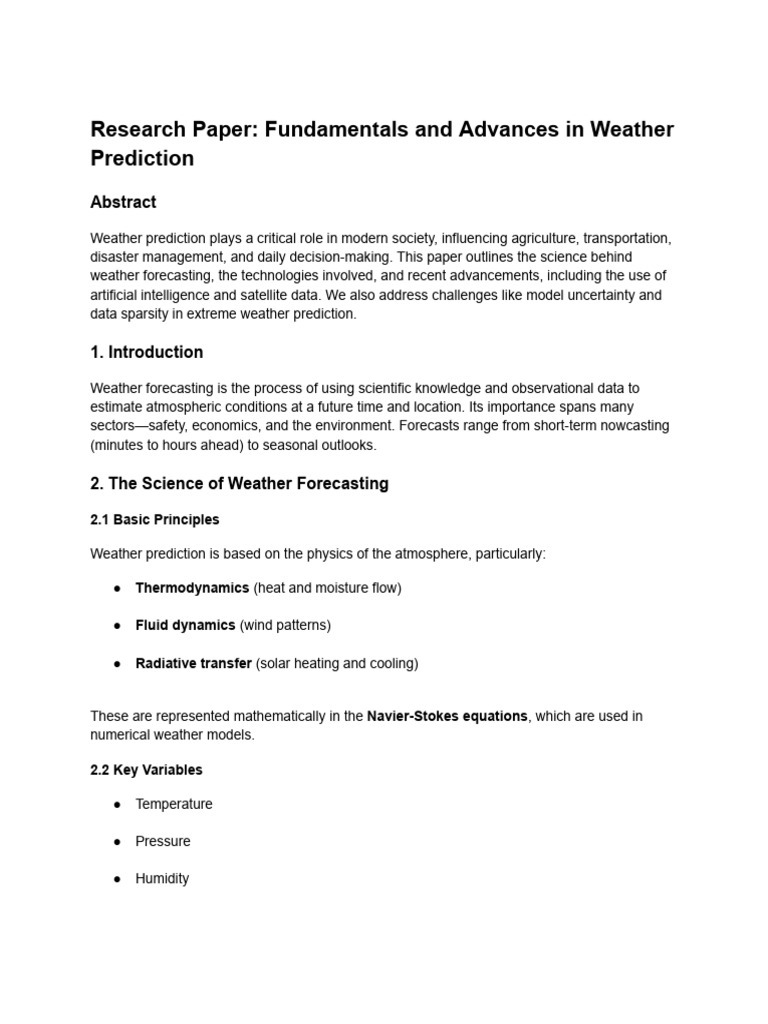 Long-Term Weather Forecasting Advances | PDF | Numerical Weather ...