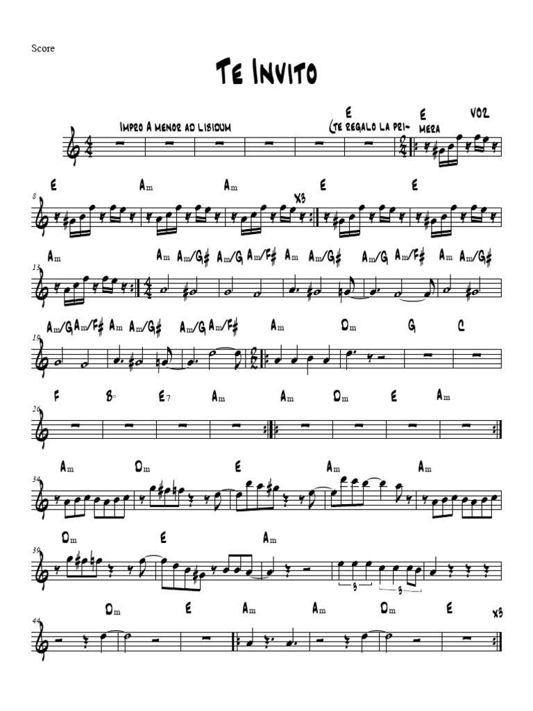 Te Invito - Piano | PDF