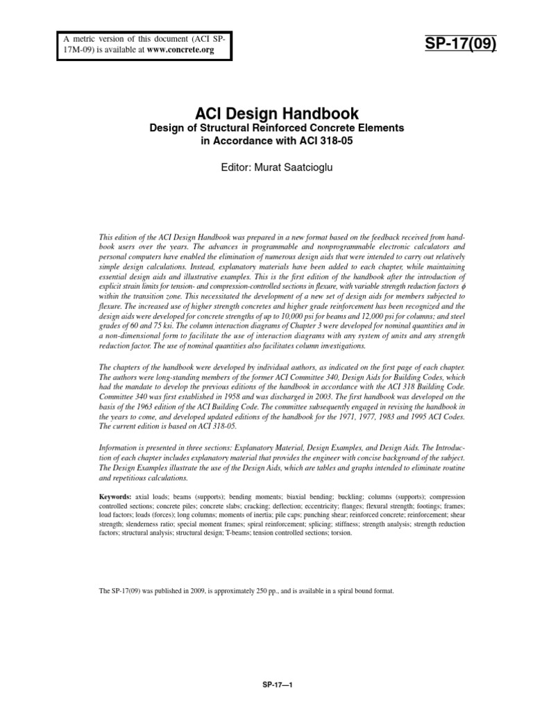 ACI Design Handbook Overview SP-17(09) | PDF | Building Engineering ...