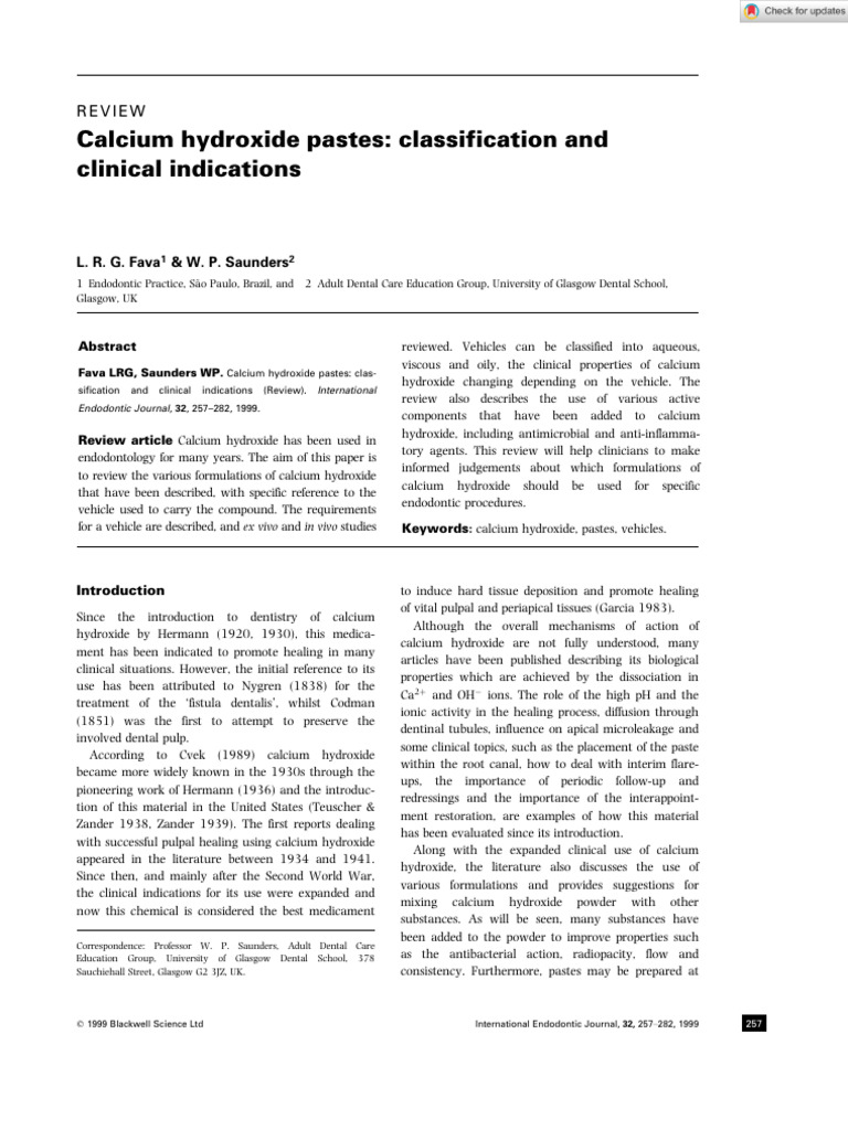 Calcium Hydroxide Paste Overview | PDF | Solubility | Hydroxide