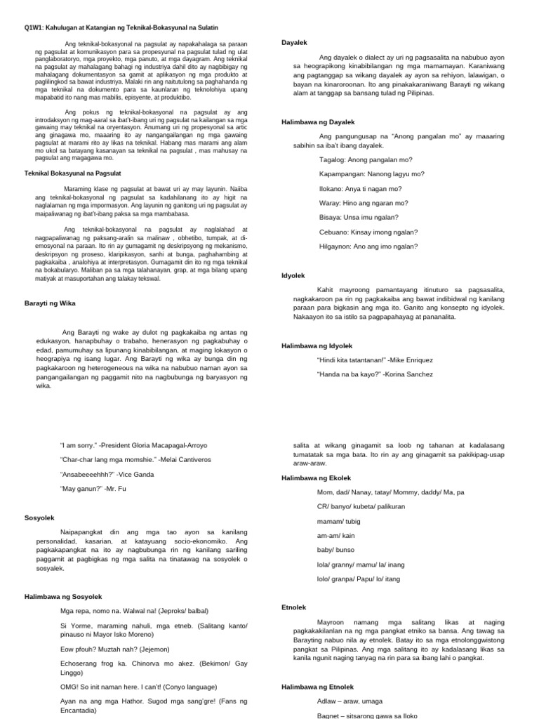 Kahulugan at Katangian NG Teknikal | PDF