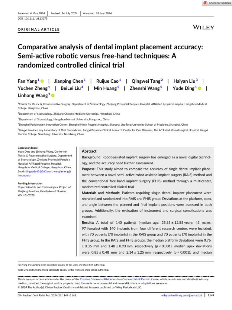 Clinical Implant Dentistry and Related Research | PDF | Dental Implant ...